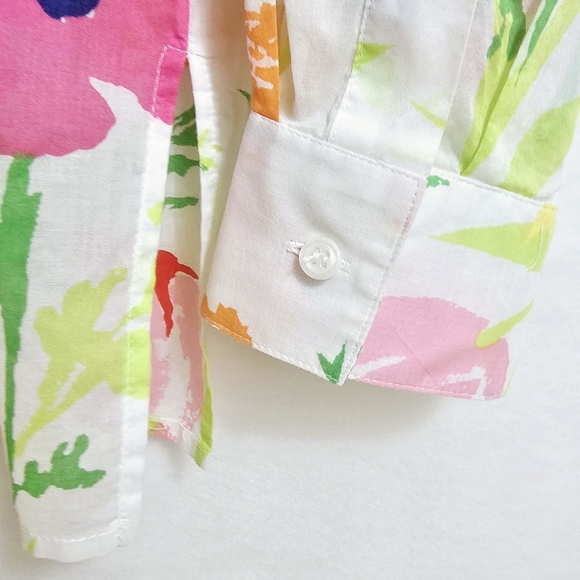 Liz Claiborne, Colorful Floral Print Blouse, Soft 100% Cotton, XL - Picture 12 of 15